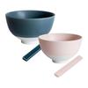 Transparan Mino Ware Chopstick Rest & Rice Bowl Set (River Navy M / Flower Pink S) - Couple's Bowls, Wedding Gift, Pair Set with Slightly Longer