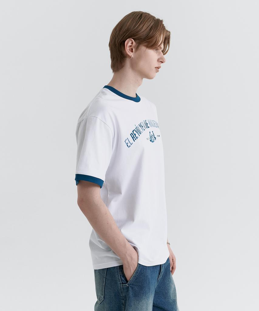 MAGOODGAN Swagver 3591 Lettering Semi-Overfit Off-White Ringer Short Sleeve Tee