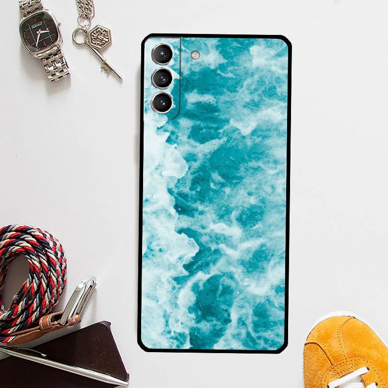 Blue Sea Ocean Waves Case For Samsung Galaxy S24 Ultra S20 S21 S22 S23 Plus S9 S10 S24 FE S25 Ultra Cover Coque