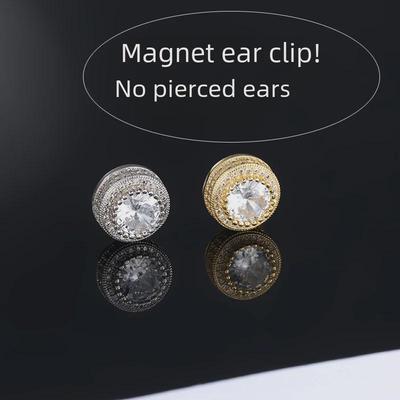 High-Grade Zircon Magnet Earrings: Painless, Piercing-Free Ear Clips for Women and Men