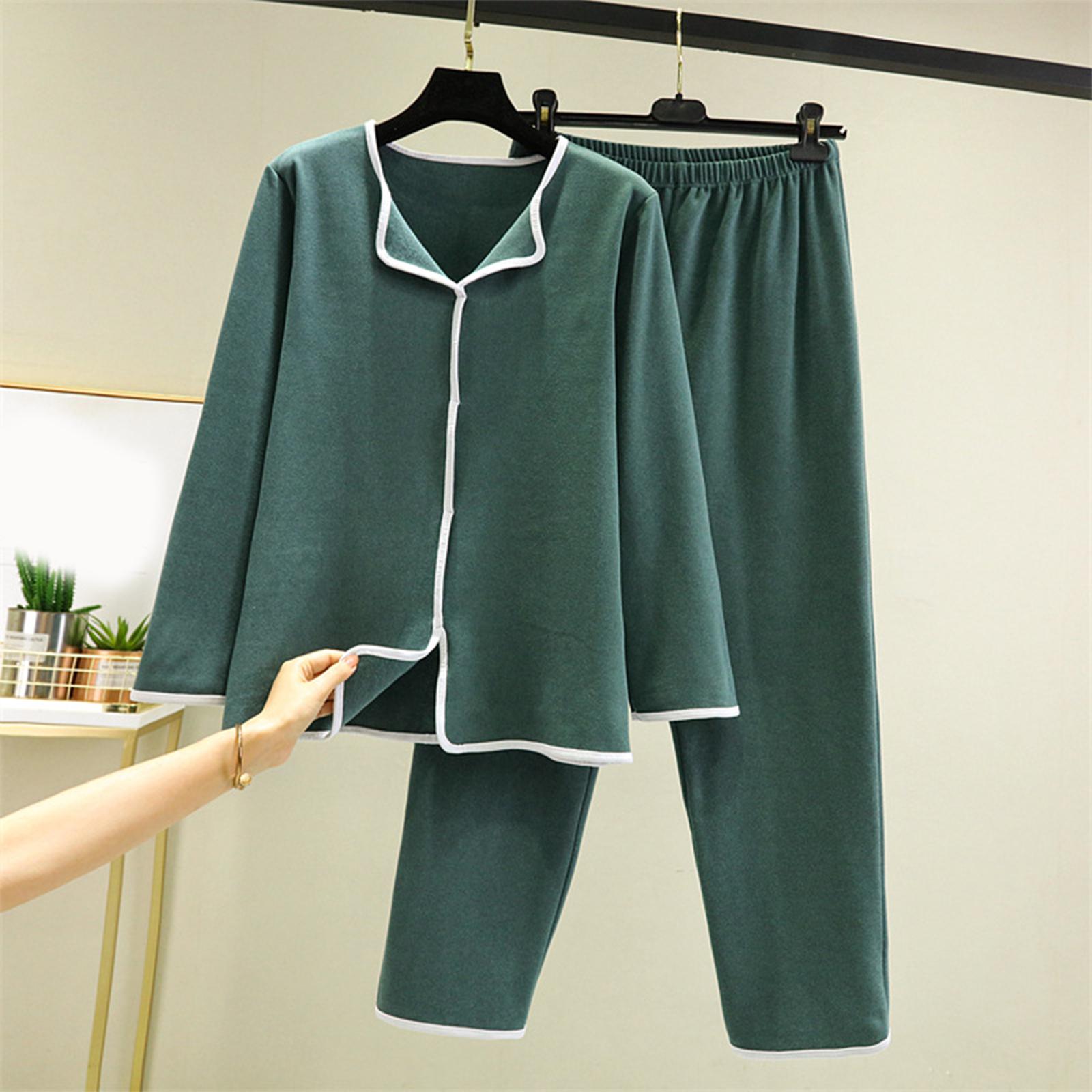 

Женский повседневный и удобный комплект с длинными рукавами, однотонный, с толстым вельветом для сна и теплыми брюками, большого размера XXL