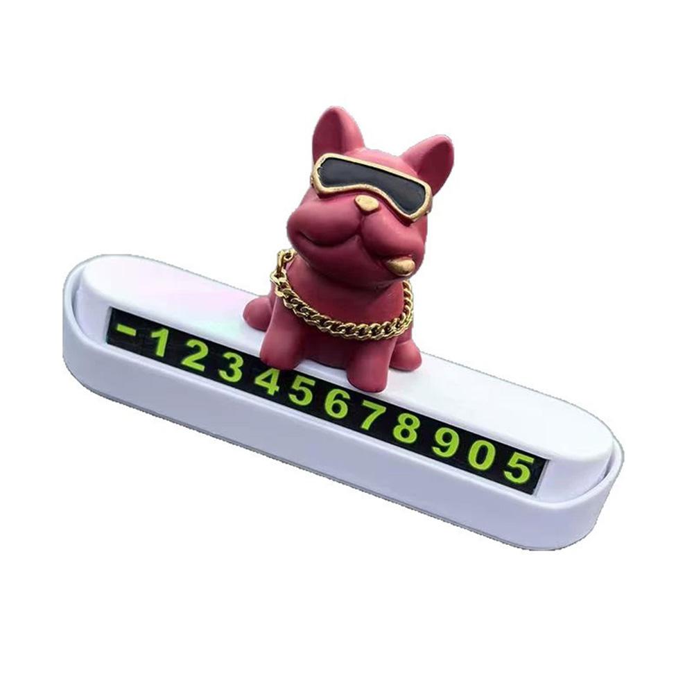 Temporary Parking Number Plate Bulldog Auto License Dashboard Car Interior Ornament Decoration Mobile Decor