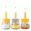 330ml Glass Seasoning Bottle With Cartoon Duck Telescopic Spoon Household Kitchen Salt Storage Box Leak Proof Moisture-proof