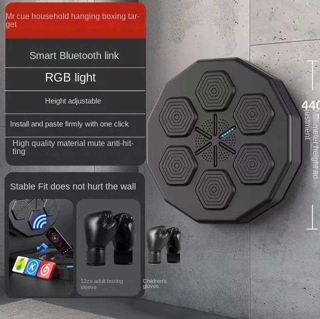 Smart Boxing Trainer Wall-Mounted Electronic Light Target with Music for Home Fitness Reaction Training