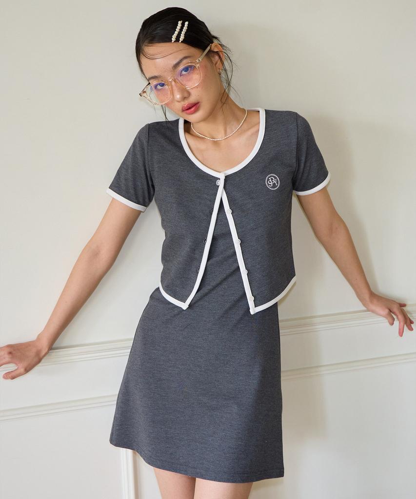 SALON DE YOHN Basic Pique Slip Dress_ Gray