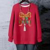 Ladies' Christmas Printed Round Neck Long Sleeved T-shirt Sweatshirt Top