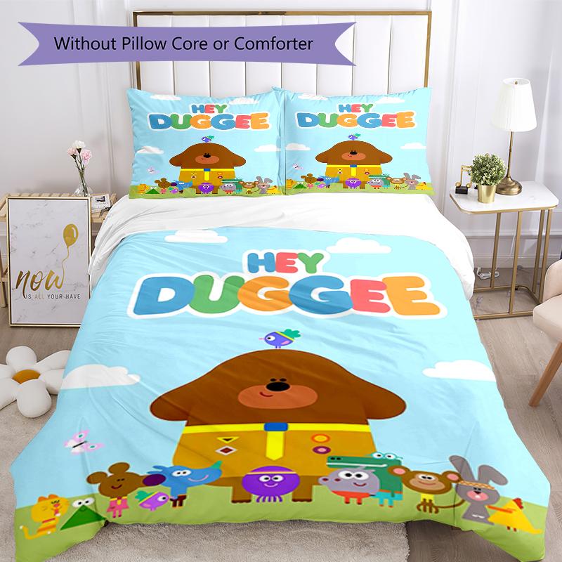 3pcs Hey Duggee3 Design Cover Set - HD Printed Bedding with 1 Cover and 2 Pillowcases - Perfect for Home and Dorm Decor