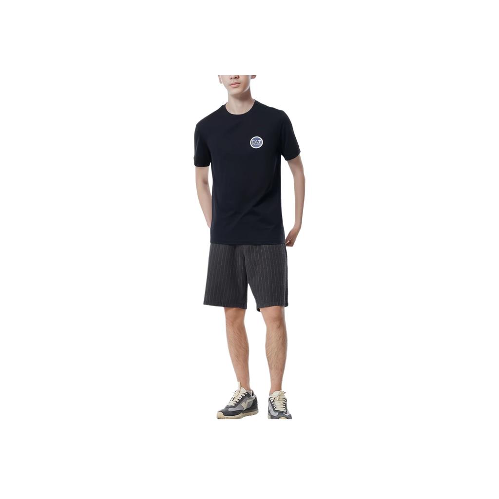 Emporio Armani FW22 Logo Embellished Crew Neck Short Sleeve T-Shirt Men Tops Black 3LPT38-PJCDZ-1200
