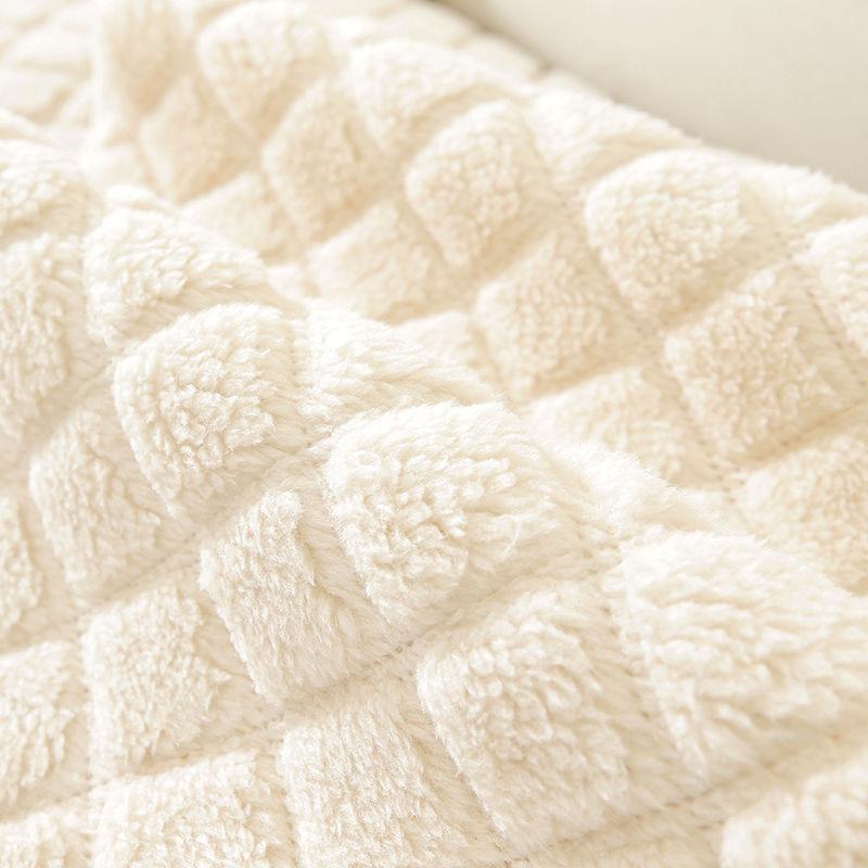 Solid Color Plaid Sofa Cushion Cover Living Room Sofa Cover Cloth Towel Simple Modern Winter Plush Thickening Non-Slip Warm