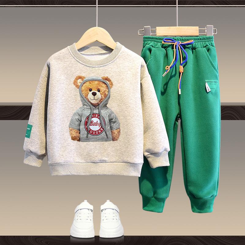 Herbst Frühling Jungen und Mädchen Kleidung Set Kinder Sport Cartoon Bär Sweatshirt Top und Hosen Buttom Zwei Stück Anzug Trainingsanzug