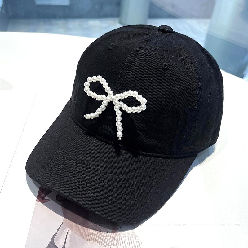 Delicate Baseball Hat Hat for Girls Women Pearl Bow Casual Hat for Sports Gym Mountain Camping Hat Outdoor Activity