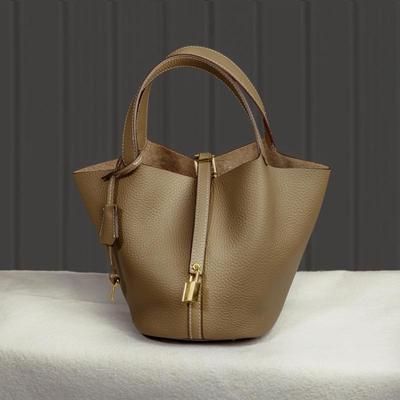Women's High-Grade Genuine Leather Handbag, First Layer TOGO Cowhide, Ladies' Shopping Basket Bag