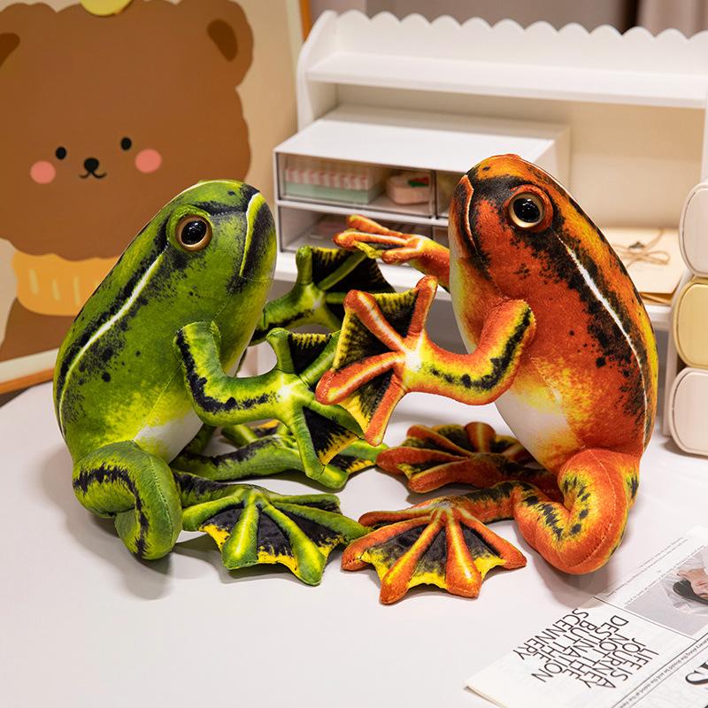Simulation Cute Green Yellow Frog Plush Toy Super Soft Stuffed Animal Realistic Fun Frog Doll Baby Toys Gift Toy for Kid Girl