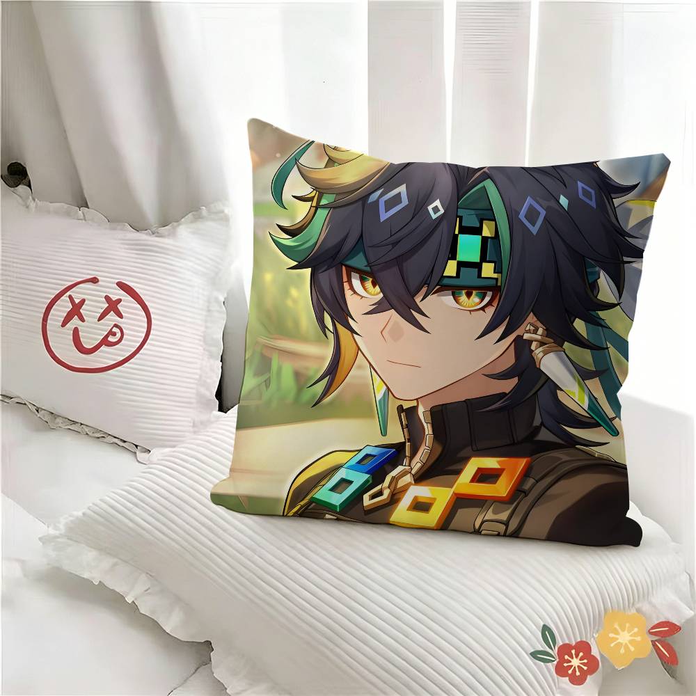 Kinich Chibi Cute Cool Art Genshin Impact Game Pillow Case Fashion Square Pillowcase Bedroom Sofa Room Ins Decoration Leisure