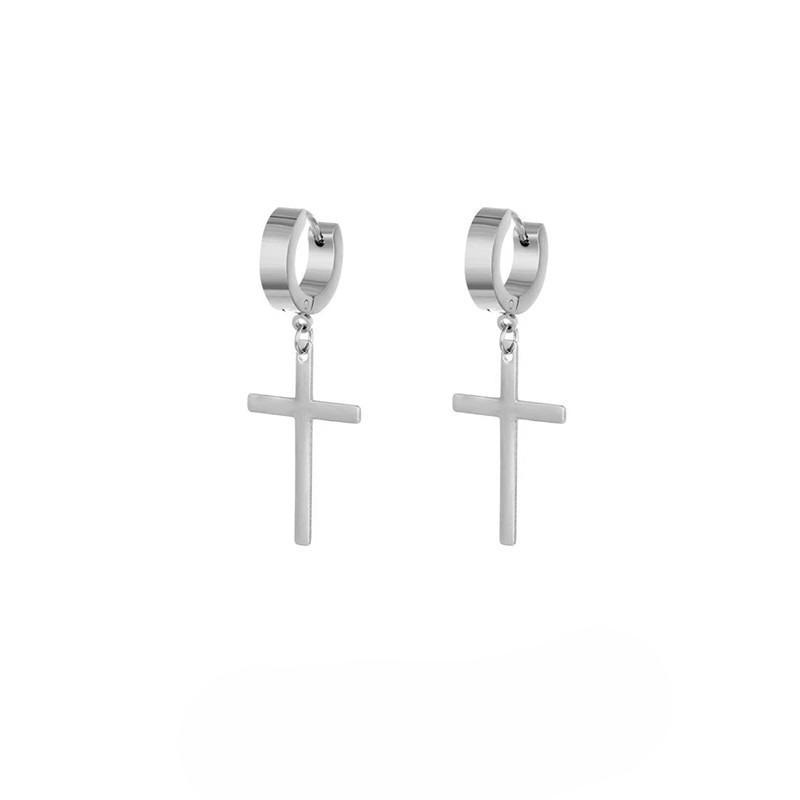 Orecchini a Bottone a Forma di Croce - Un Design di Nicchia Senza Fori per le Orecchie, con Uno Stile Freddo ed Elegante, Adatti per Orecchini da Ragazzo.