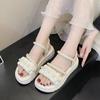 Fashion Outdoor Open Toe Pearl Sandals for Women Roman Style Platform Woman Shoes Summer 2025 Comfortable New Breathable Fashion Sandal