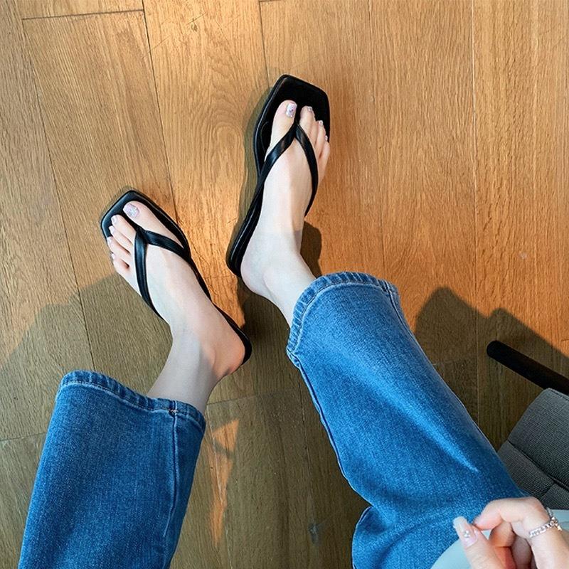 Sheepskin version~ Leather kitten and flip-flops women's fashion pinch high-heeled slippers thin-heeled sandals