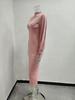 Elegant European & American Pleated Solid Color Dress with Split Sleeves