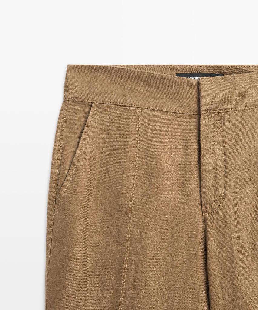 Masimodutti 100% Linen Kick Flare Fit Pants