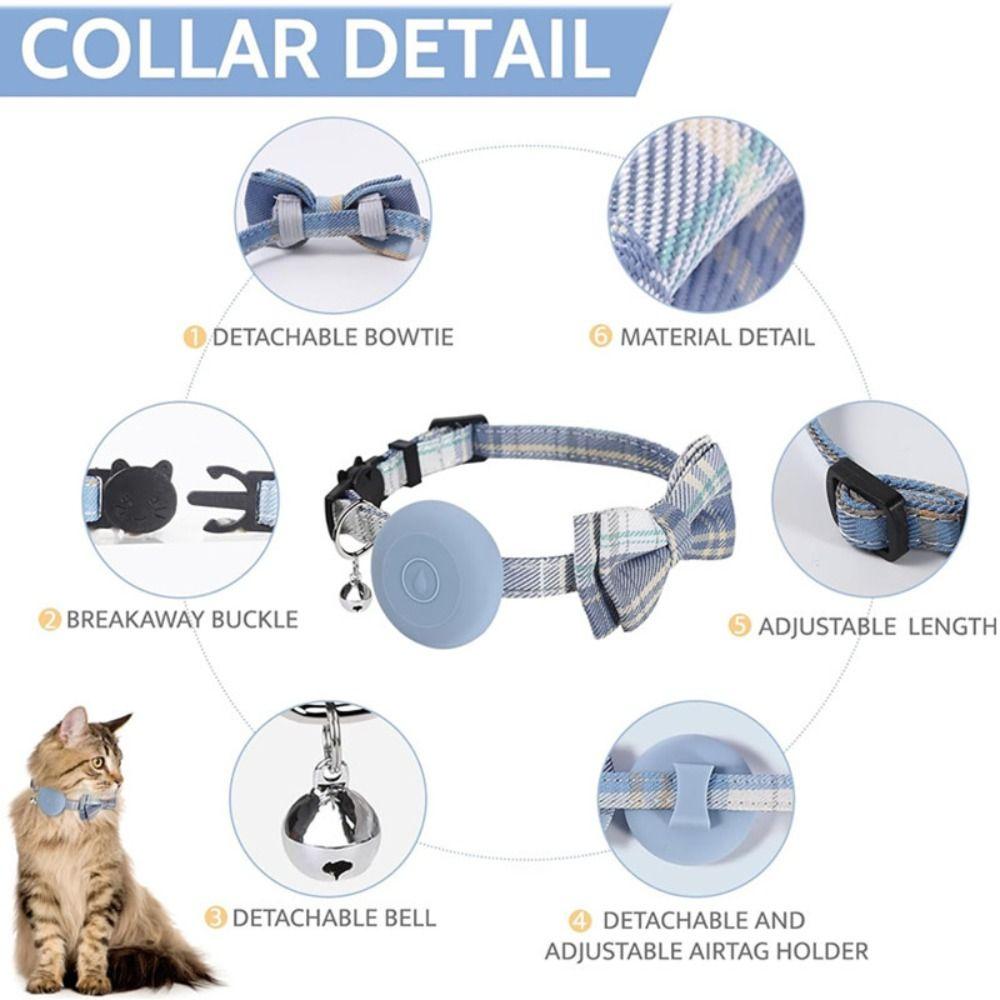 Adjustable Locator Holder Collar Bow Tie Cat Collar Bow Tie Pet Collar With Bell for Airtag Pet Cat