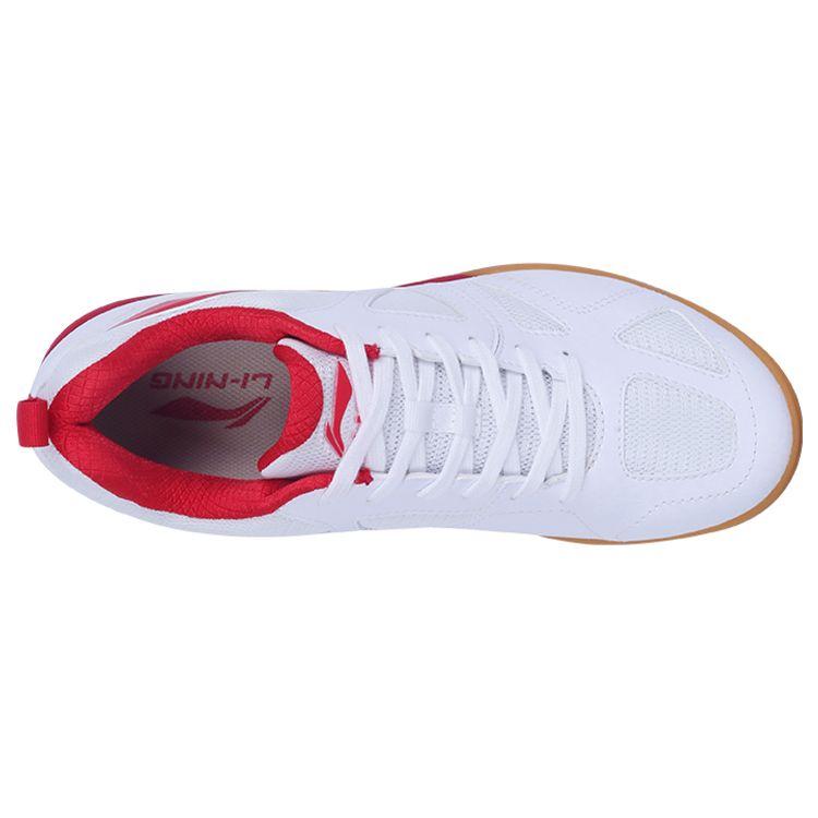 Li Ning Fabric Synthetic Leather Shock Absorbing Non-Slip Wear-Resistant Low-Top Training Shoes Unisex sneaker White Red APTT007-6