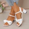 Thick High Heels Open Toe Back Trip Strap Buckle Bow Waterproof Table All-match Comfortable Non-slip Sandals for Women