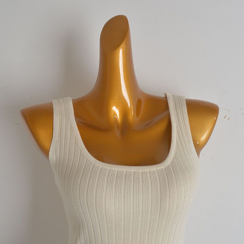 Knitting Camisole Dress Women's Summer Sexy Open Back Pure Color Sleeveless Silm Slim Looking Mid Length Long Length Bodycon Dress