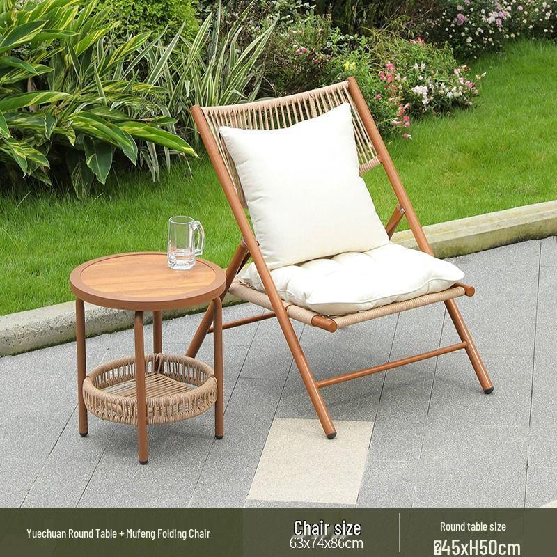 A1R Meiqi Outdoor Patio Rattan Balcony Furniture: Folding Table, Lounge, Sofa Chairs for Garden, Porch, or Courtyard.