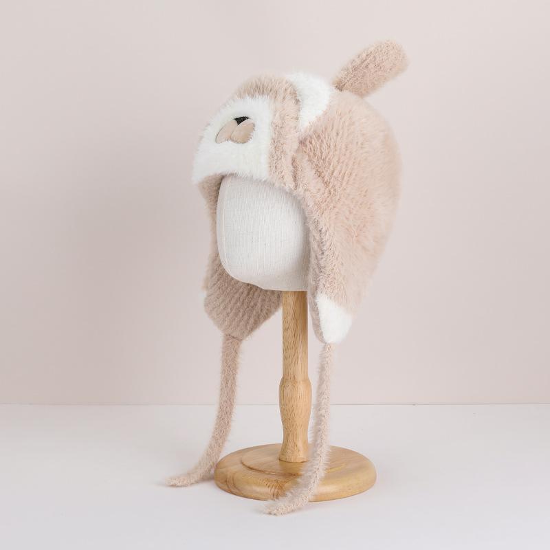 Children's hat cartoon cute plush bear pullover hat winter outdoor cold protection ear protection knitting