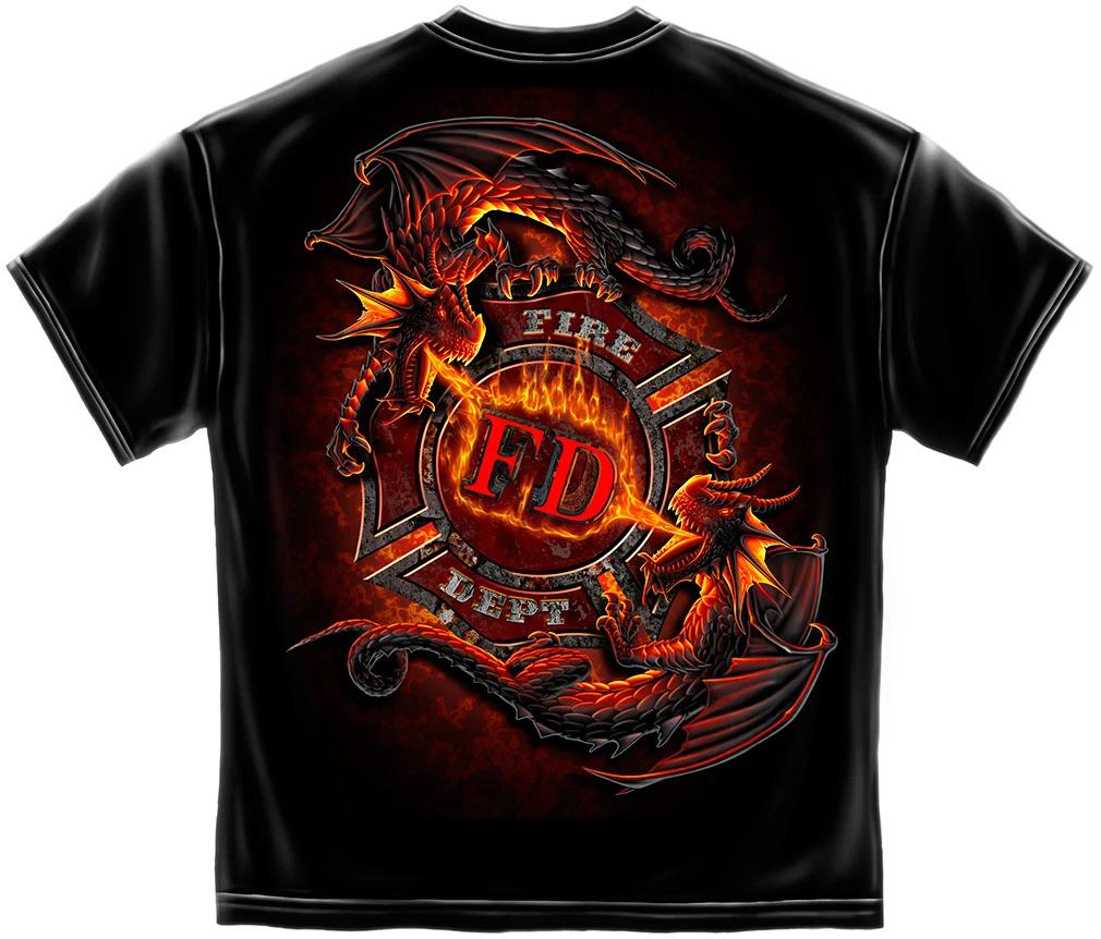 New YING YANG FIRE DEPARTMENT DRAGON FIREFIGHTER T-Shirt S