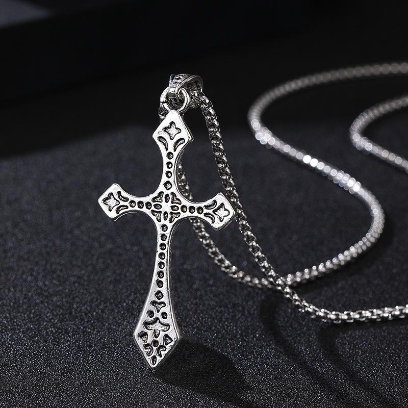 Retro Crown Rotating Cross Necklace for Men - Trendy Personality Pendant