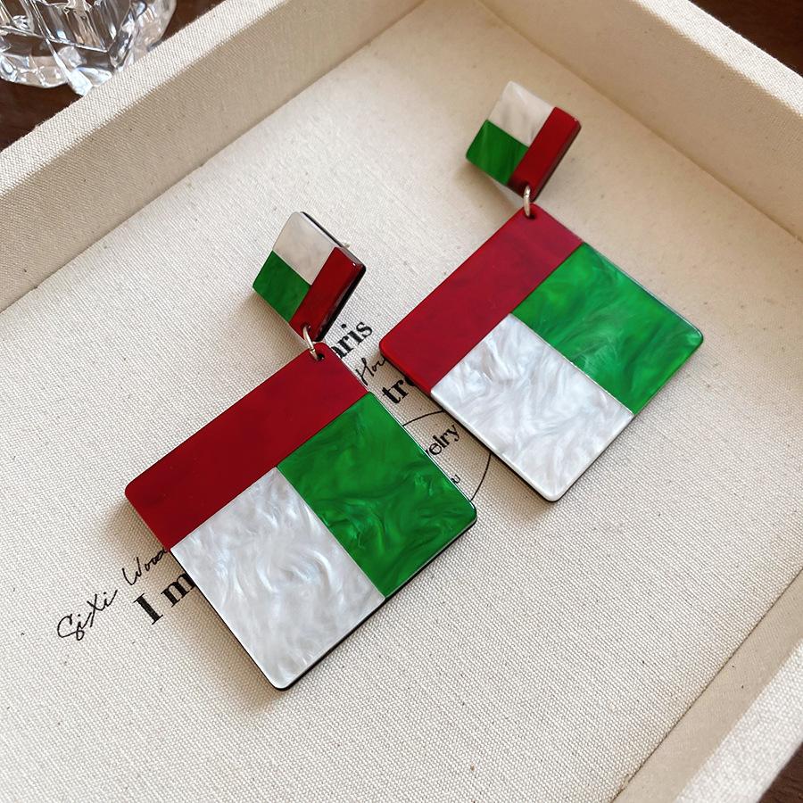 Silver needle acrylic round earrings light luxury high-end earrings women's European and American fashion earrings design sense niche