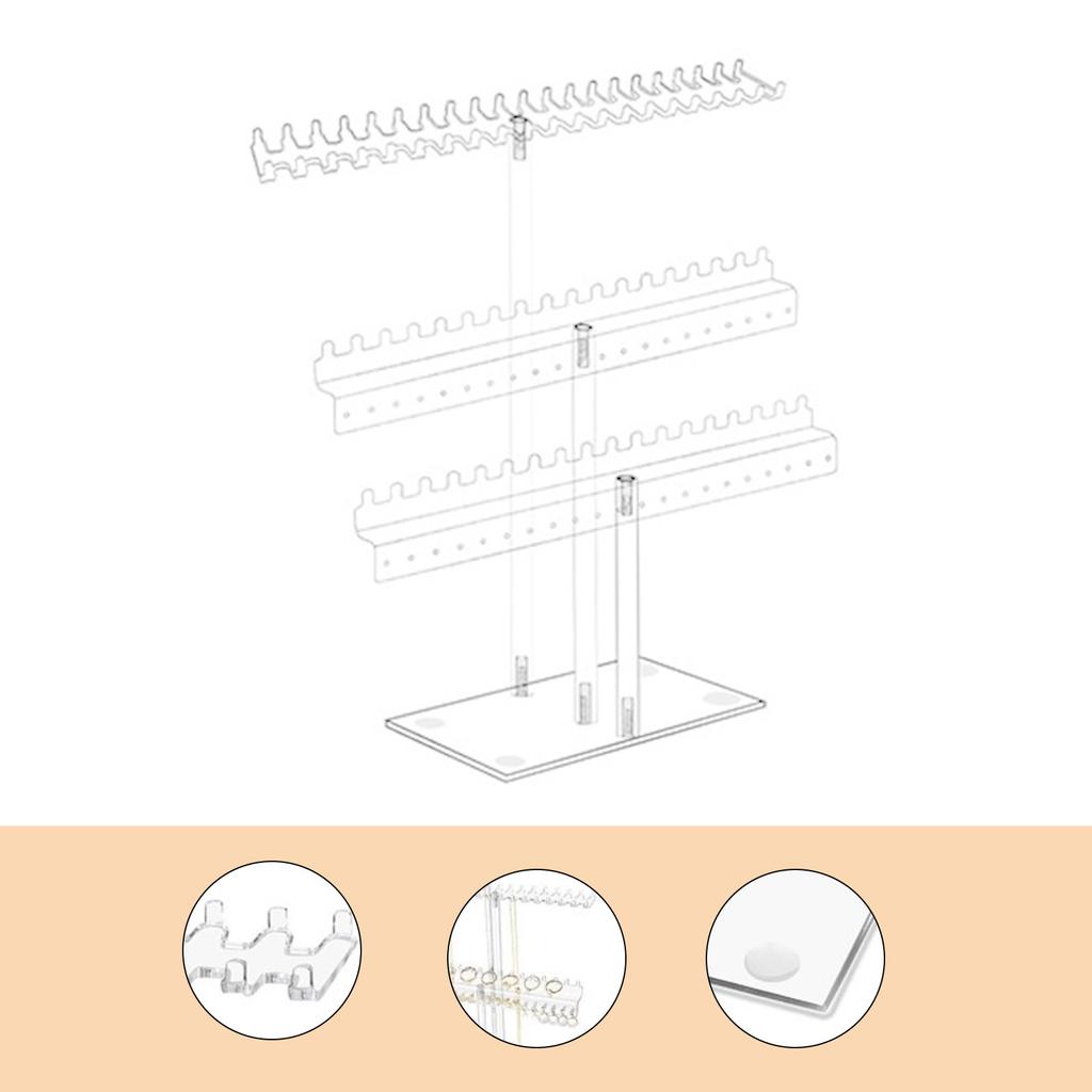 Space Saving Clear Display Shelf Acrylic Jewelry Stand for Displaying Necklaces and Bracelets Jewellery Storage Rack