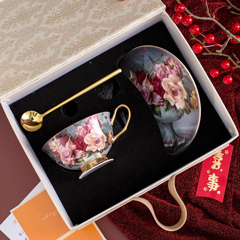 Exquisite English Rose Teapot & Coffee Cup Set for Afternoon Tea