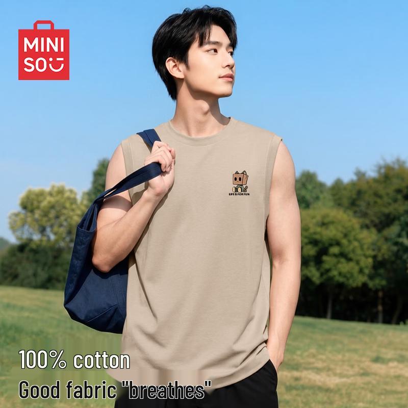 MINISO Men s Trendy Loose Fit Cotton Sleeveless Vest L