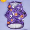 Halloween Pet Hoodie with Pumpkin, Bat & Skull Prints, Purple Hooded Sweatshirt Small Dog Costumes Pet Hoodies Warm Pet Clothes
