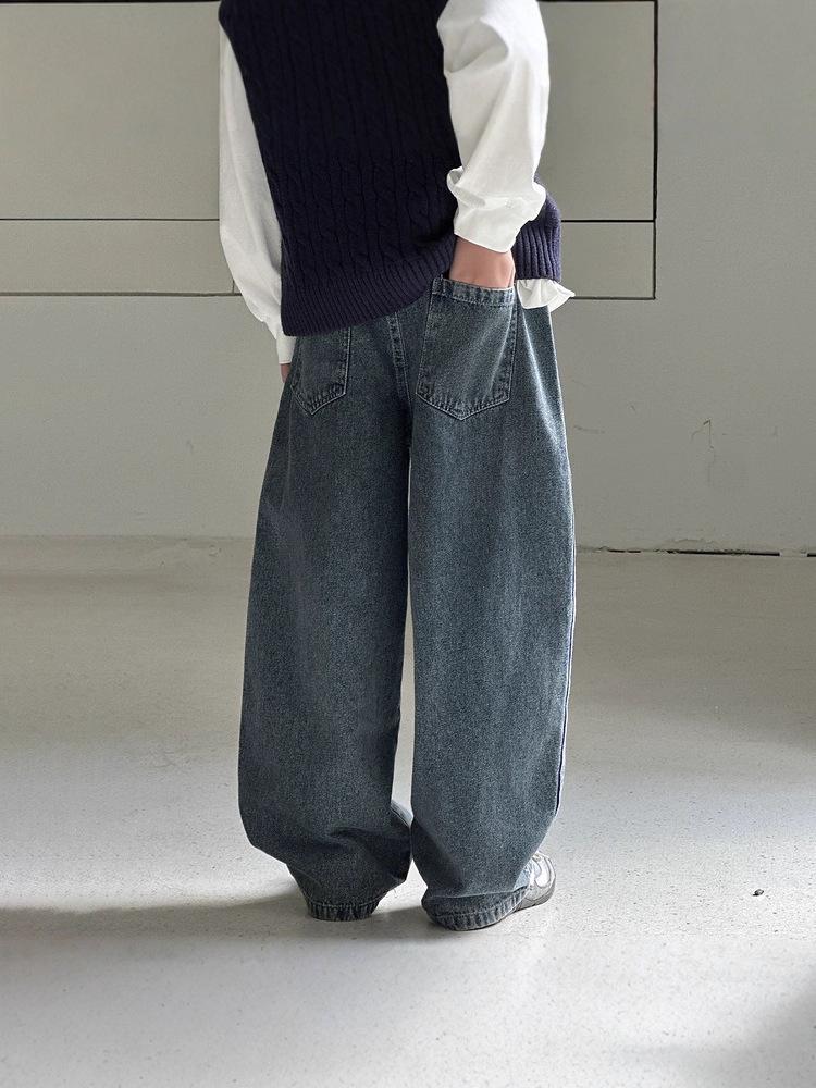 2025 Jesień Stylowe Dżinsy Amerykańskie z Haftem Literowym i Dużymi Kieszeniami