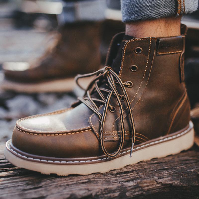 MRA Herren High-Top Retro Leder Winterstiefel 875