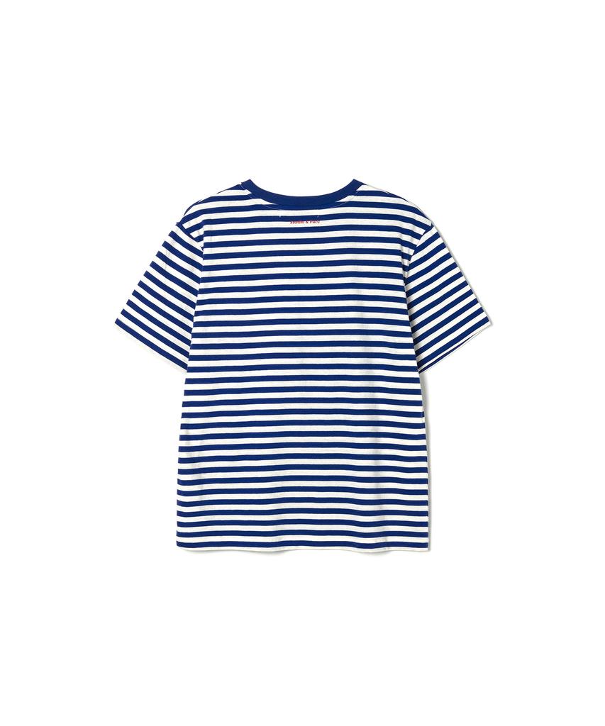 Seutyudioaenpaleukeu Striped Short Sleeve T-Shirt_Royal Blue