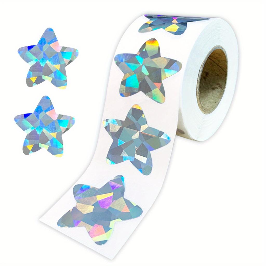 1 rouleau d'autocollants rouleau laser pack d'autocollants série décoration Étoile autocollants auto-adhésifs étiquettes,Autocollant décoratif pour emballage cadeau