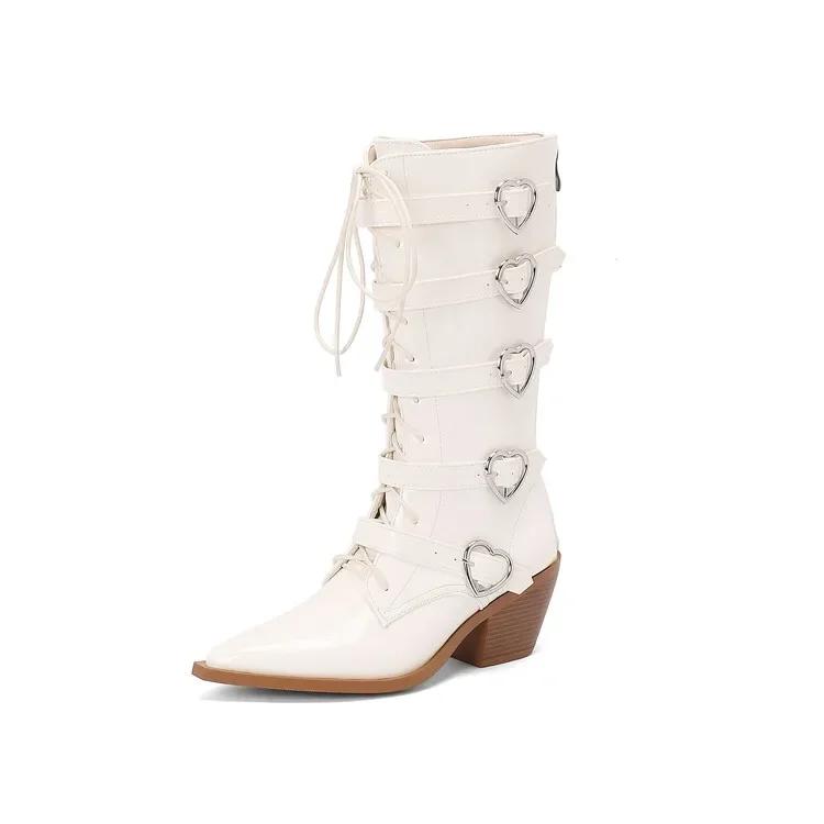 Fashion New Belt Buckle Cross Strap 6.5cm Thick Sole Long Boots Autumn Winter Fashion Short Plush Warm Women Knee High Boots Size 35-46