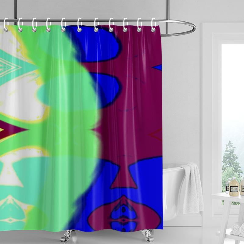 Abstrakter Aquarell-Duschvorhang - Blau & Lila Pinselstrich-Design, Wasserdicht mit Ösen, Moderne Badezimmerdekoration