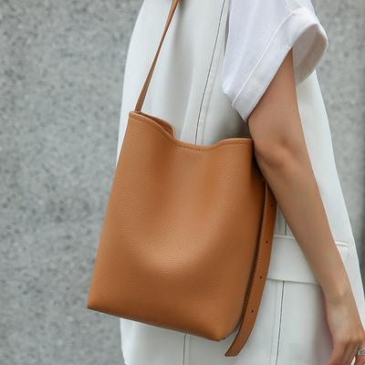 Nova Bolsa Feminina de Couro Genuíno Bolsa Balde de Alta Qualidade e Grande Capacidade Bolsa de Ombro Bolsa Tote Feminina Simples