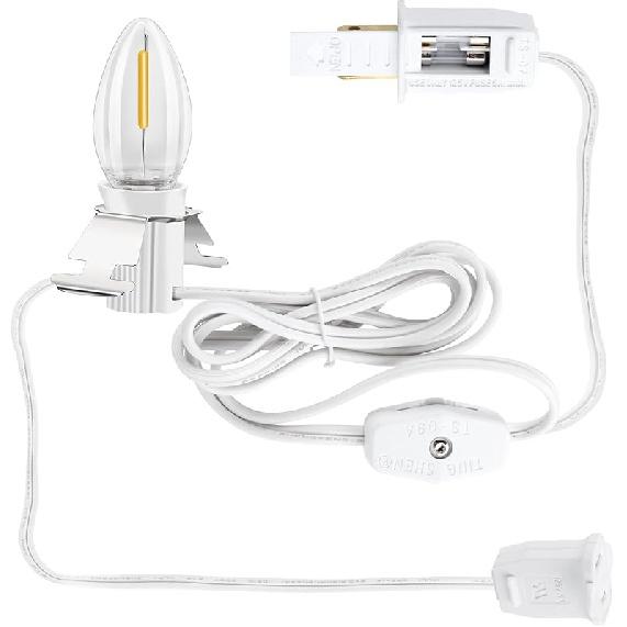 Accessory Cord with 10 Led Light Bulb, LED Light Bulb C7 Cord Clip Lights Christmas Cabin, for Christmas Village Houses Craft Decoration