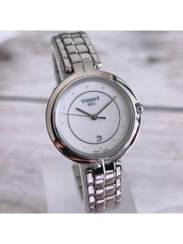 Tissot Flamenco Quartz Movement, Diamond-Accented, Simple Elegant Ladies' Swiss Watch, 30mm Mother-of-Pearl Dial, Stainless T094.210.11.116.01