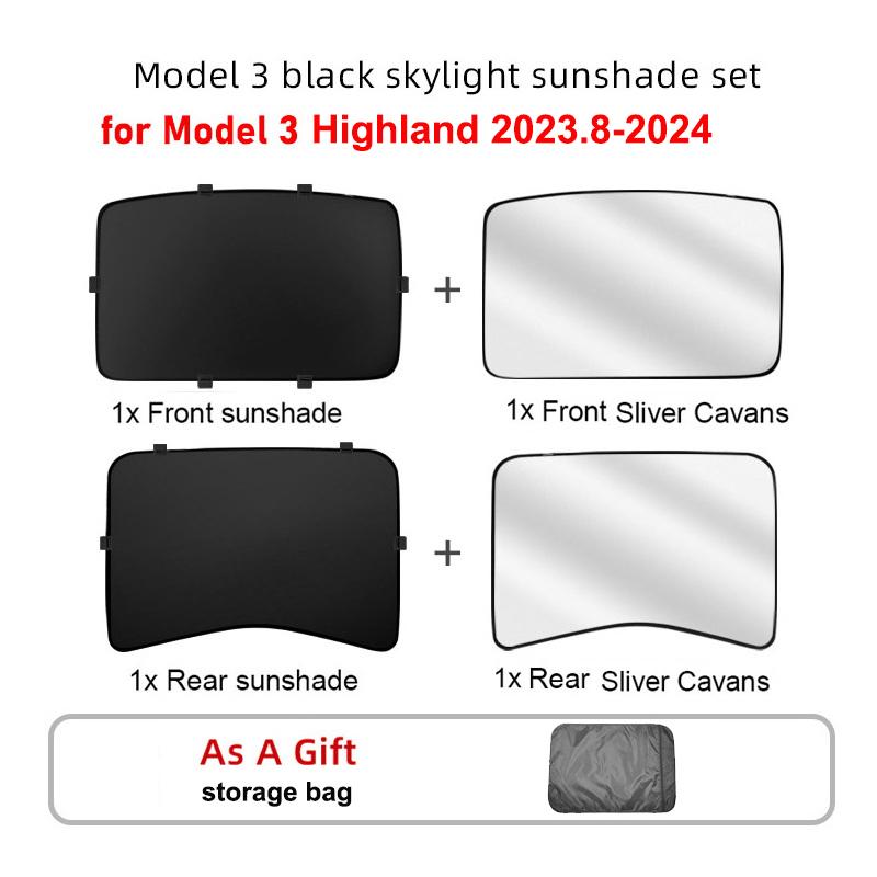 Sunshade For Tesla Model 3+ Highland 2025 Glass Sun Roof Shade Skylight Blind Shading Model3 2025 Front Rear Sunroof Accessories