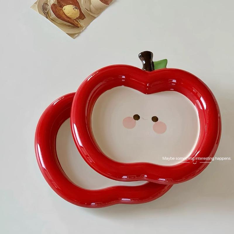 Originality Apple Platter, Fruit Dessert Platter Cute Apple Rice Bowl Breakfast Plate and Italian Noodle Dish