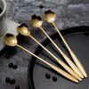 8/4PCS Stainless Steel Cherry Rose Flower Gold Scoop Coffee Spoon Gifts Kitchen Dessert Tea Accessories Tableware Decoration