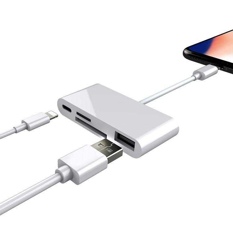 5-in-1 Type-C Card Reader: SD, USB, Apple, Android, OTG Compatible