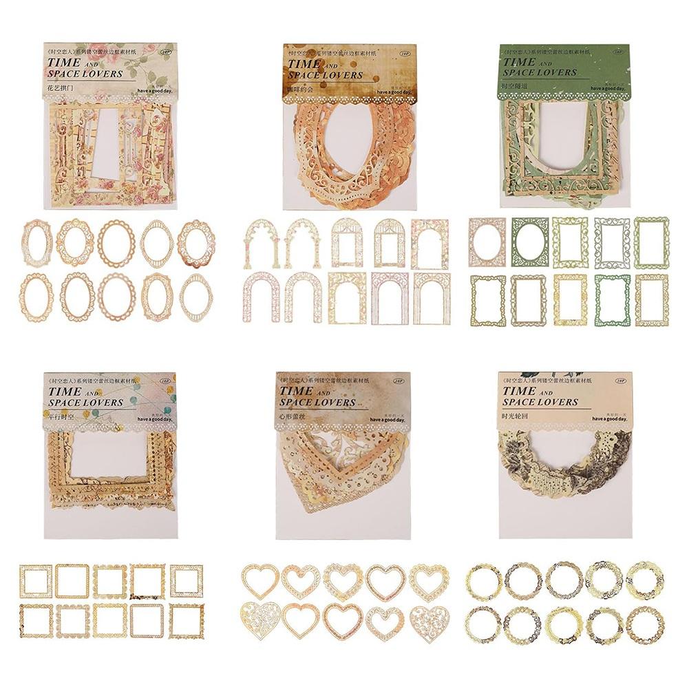 Good-60Pcs Scrapbook Cutouts Paper Lace Vintage Scrapbooking Supplies Scrapbooking Lace Frames & Borders